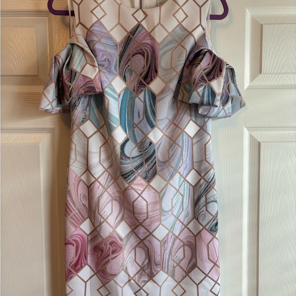 Elegant Multicolor Geometric Dress